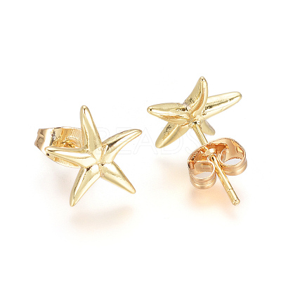 Brass Ear Studs EJEW-G273-01G-1