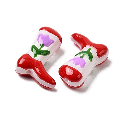 Boot Baking Paint Glass Enamel  Beads LAMP-C020-02L-1