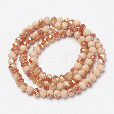 Electroplate Opaque Solid Color Glass Beads Strands EGLA-A034-P4mm-J13-1