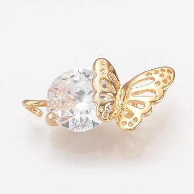 Brass Cubic Zirconia Pendants X-ZIRC-Q002-106G-1