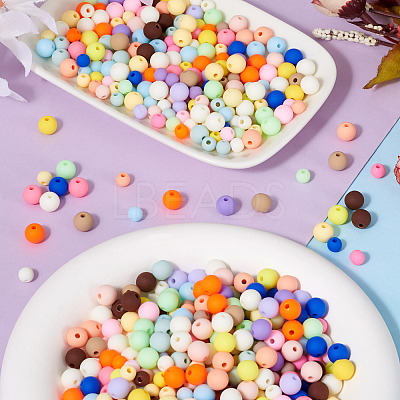 800Pcs 8 Colors Frosted Opaque Acrylic Beads OACR-TA0001-51-1