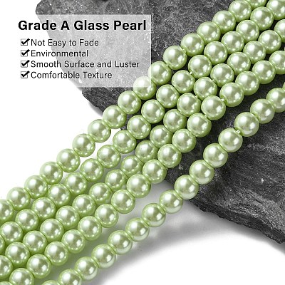 Eco-Friendly Dyed Glass Pearl Beads Strands HY-A008-6mm-RB005-1