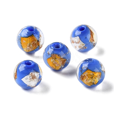 Handmade Gold & Silver Foil Lampwork Beads GLAA-G107-07B-05-1