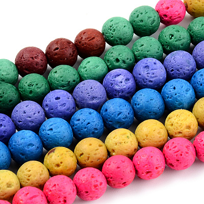 Synthetic Lava Rock Beads Strands G-S247-8mm-M-1-1