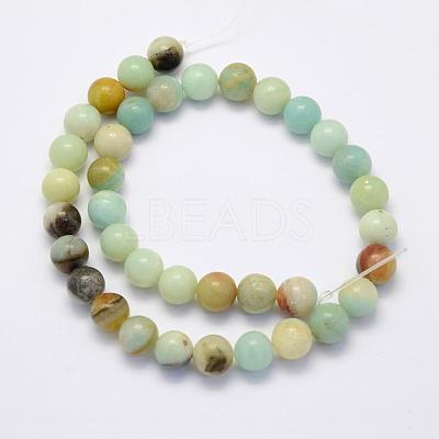 Natural Flower Amazonite Beads Strands G-G697-F06-8mm-1