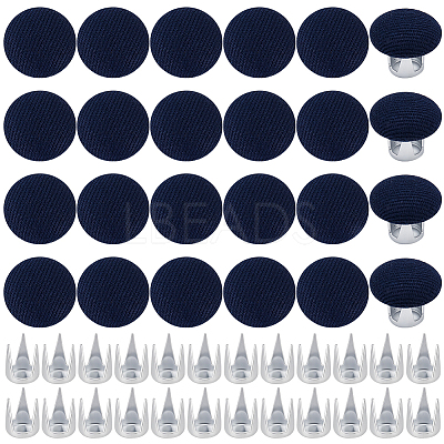 24 Bags Flat Round Cloth Cap Nail Buttons BUTT-BC0001-21B-1