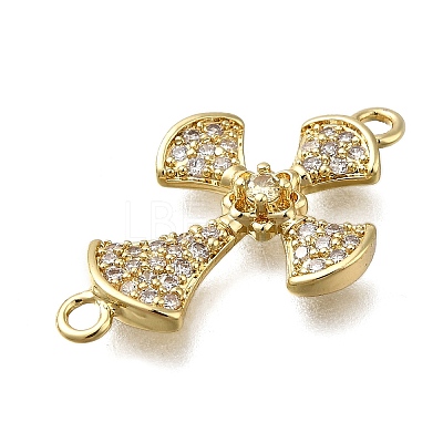 Brass Clear Cubic Zirconia Cross Connector Charms ZIRC-I070-021G-1