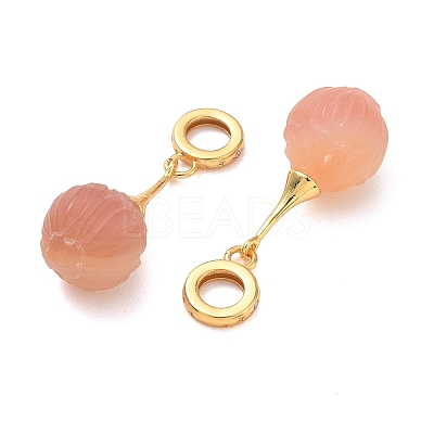 Natural Amethyst & Brass European Dangle Charms GG-D002-15G-02-1