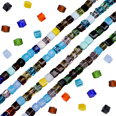 2 Strands Faceted Transparent Glass Cube Beads Strands GLAA-PA0001-39-1