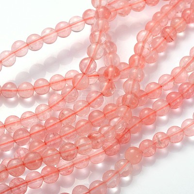 Cherry Quartz Glass Beads Strands X-GSR6mmC054-1