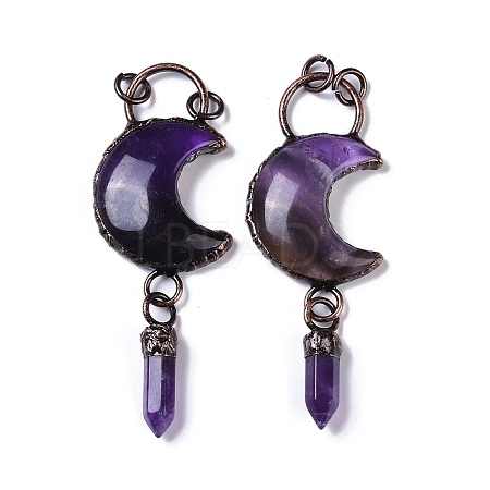 Natural Amethyst Crescent Moon Big Pendants G-B073-04R-04-1