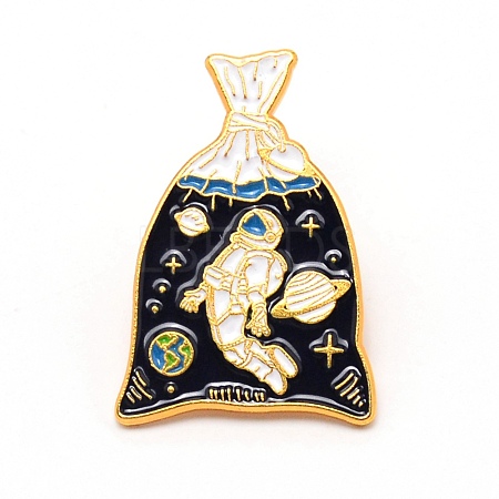 Bag with Astronaut Cartoon Enamel Pin JEWB-TAC0002-32-1