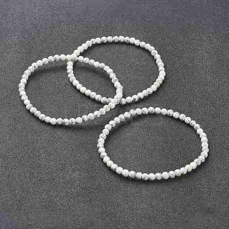 Synthetic Howlite Beaded Stretch Bracelets BJEW-A117-A-10-1