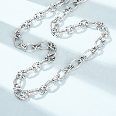 8MM 304 Stainless Textured Oval Link Chain Necklaces SA-CBA725A-26P-1