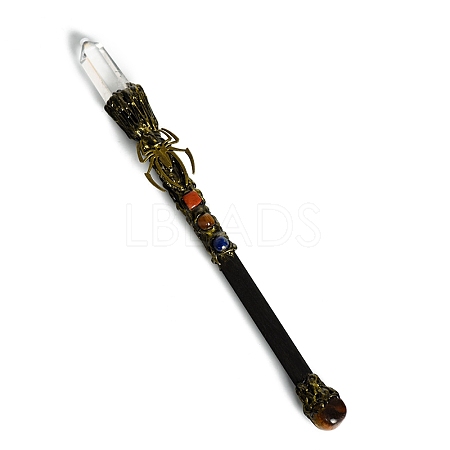 Natural Quartz Crystal & Tiger Eye Magic Wand PW-WG28233-02-1