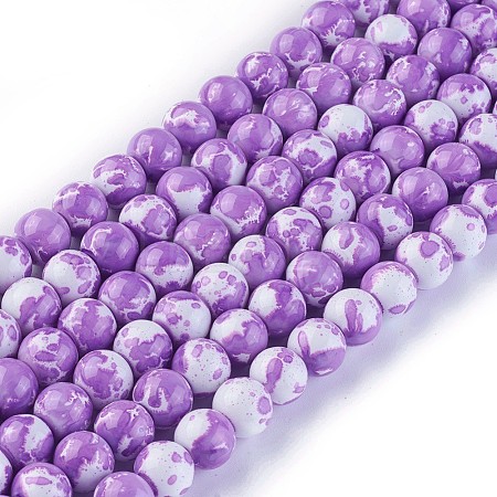 Baking Painted Glass Beads Strands GLAA-F096-D-54-1