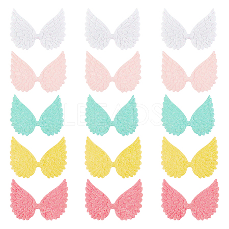 AHADEMAKER 50Pcs 5 Colors Cloth Embossed Wing Ornament Accessories FIND-GA0002-54-1