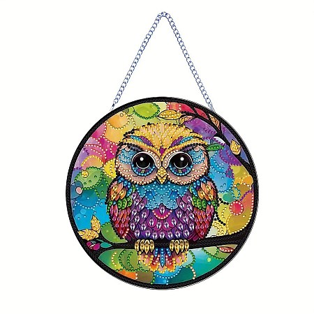 Owl Pattern DIY Diamond Painting Pendant Decoration Kit PW-WG50849-01-1