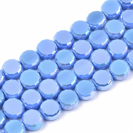 Electroplate Opaque Solid Color Glass Beads Strands EGLA-T020-07E-1