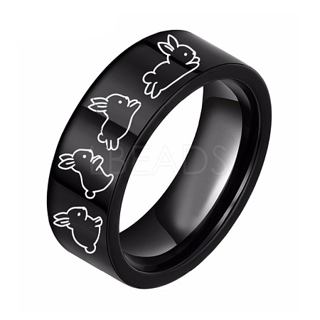 Rabbit Pattern 201 Stainless Steel Finger Rings for Couple FS-WG795E8-02-1