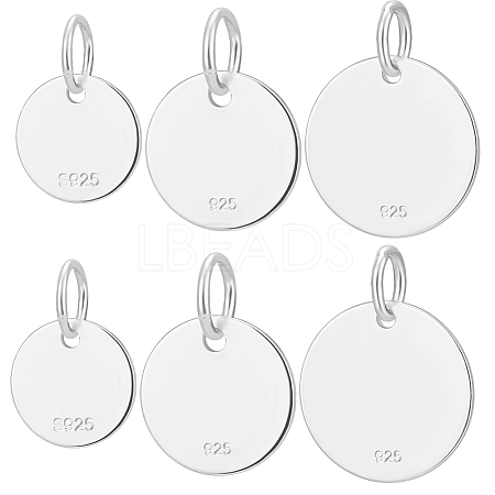 Beebeecraft 6Pcs 3 Size 925 Sterling Silver Pendants STER-BBC0005-38S-1