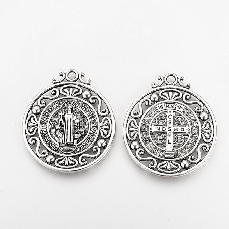 Tibetan Style Alloy Pendants TIBEP-Q078-01AS-RS-1