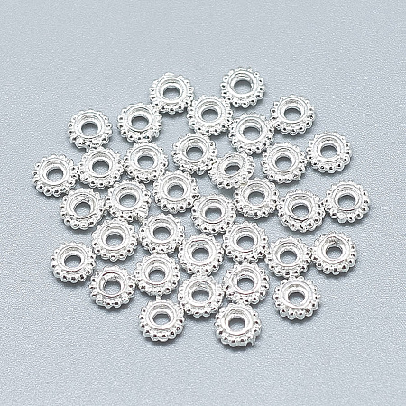 925 Sterling Silver Granulated Spacer Beads STER-T002-73S-1