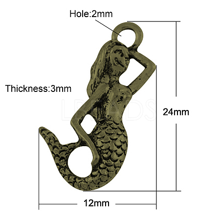 Alloy Metal 3D Mermaid Pendants PALLOY-2458-AB-FF-1