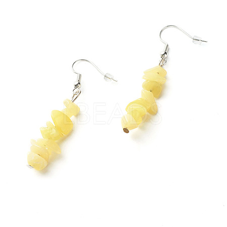 Natural Lemon Jade Chip Beads Dangle Earrings EJEW-JE04649-01-1