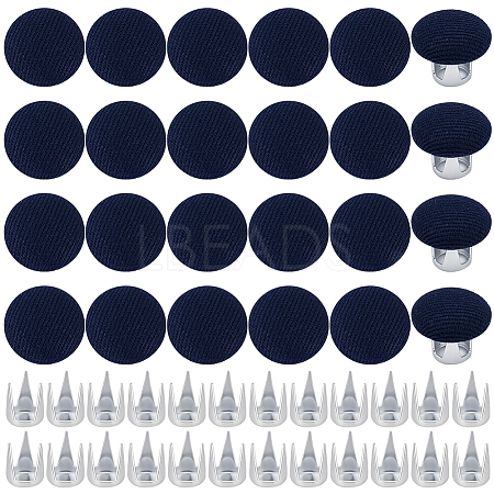 24 Bags Flat Round Cloth Cap Nail Buttons BUTT-BC0001-21B-1