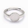 Anti-Tarnish Rhodium Plated 925 Sterling Silver Finger Ring Components STER-E061-01C-P-4