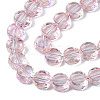 Electroplate Transparent Glass Beads Strands EGLA-Q125-001B-3