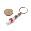 7Pcs 7 Styles Chakra Natural Gemstone Chips Keychains with Lampwork Mushroom Charm KEYC-JKC00547-S-4