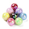 Printed & UV Plating Rainbow Iridescent Acrylic Beads X-OACR-O008-01-1