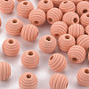 Painted Natural Wood Beehive Beads WOOD-S049-04A-10-1