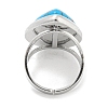 304 Stainless Steel Synthetic Gemstone Cuff Rings G-Z056-09P-4