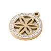 Preserved Fresh Flower 304 Stainless Steel Rhinestone Pendants STAS-S139-01G-05-2