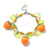 Glass & Resin & Acrylic Flower Charm Bracelet BJEW-JB09435-02-1