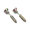 304 Stainless Steel Screw Shape Front Back Stud Earrings STAS-WH0061-23M-1