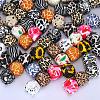 Colorful Pattern Printed Silicone Focal Beads SI-JX0022A-16-4