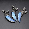 Tusk with Wolf Antique Silver Zinc Alloy Opal Big Pendants G-F228-63K-FF-1
