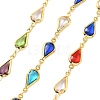 Brass Glass Teardrop Link Chains CHC-R001-04G-02-1