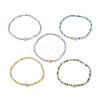5Pcs 5 Styles Rondelle Faceted Glass Beaded Stretch Bracelets BJEW-JB10331-1