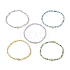 5Pcs 5 Styles Rondelle Faceted Glass Beaded Stretch Bracelets BJEW-JB10331-1
