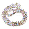 Half Rainbow Plated Electroplate Transparent Glass Beads Strands EGLA-G037-08A-HR01-2