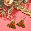 Natural Carnelian Holly Leaf Dangle Earrings EJEW-TA00245-2