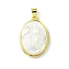 Rack Plating Brass Pave Natural Shell Pendants KK-A204-01C-02G-1
