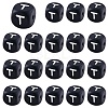 20Pcs Black Cube Letter Silicone Beads 12x12x12mm Square Dice Alphabet Beads with 2mm Hole Spacer Loose Letter Beads for Bracelet Necklace Jewelry Making JX433T-1