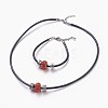 Cowhide Leather Cord Jewelry Sets SJEW-JS00989-04-1