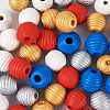 Fashewelry 50Pcs 5 Styles Painted Natural Wood Beehive European Beads WOOD-FW0001-01-4